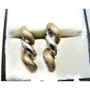 VTG 925 Gold Plated Sterling Silver Two Tone Twist Post Earrings